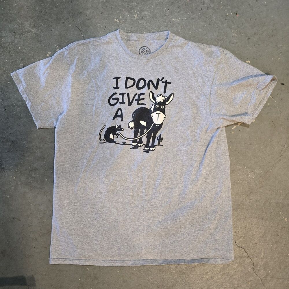 Dom Brand I Don’t Give a Rat’s Ass T-Shirt Men's L Funny Graphic Tee Rat Donkey